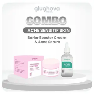 GLUGHAVA - COMBO ACNE ( Acne Serum 15ml + Barier Cream 30gr Tube Merah )