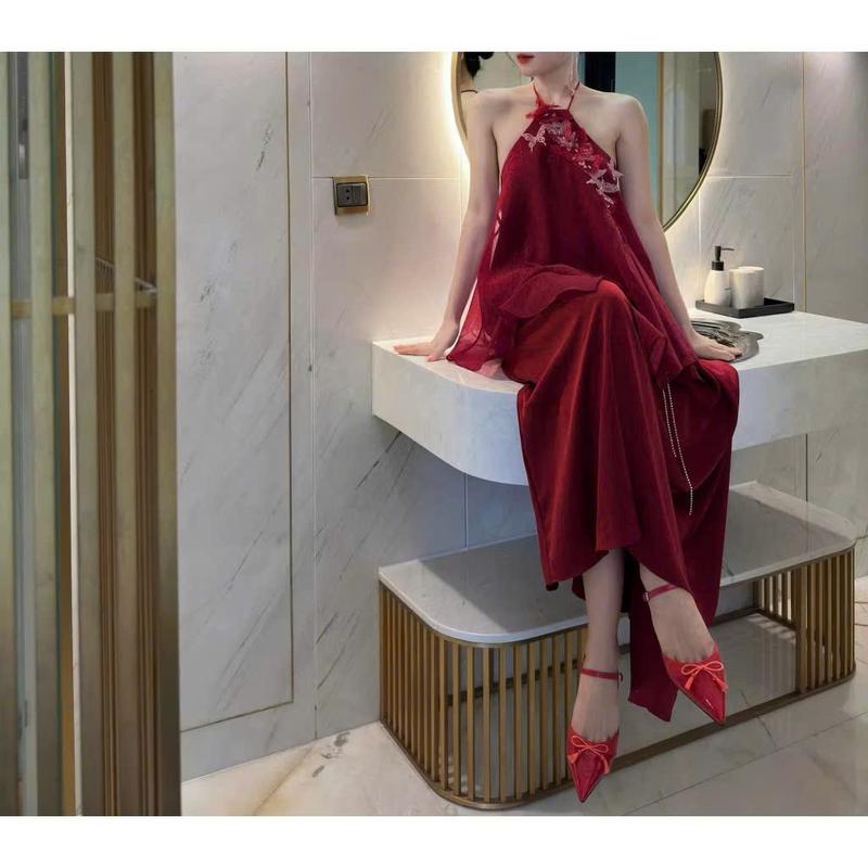  P287 - Set yếm đính nơ bướm phối váy thiết kế du xuân lễ hội tiệc tùng siêu hot k kèm dây đá  