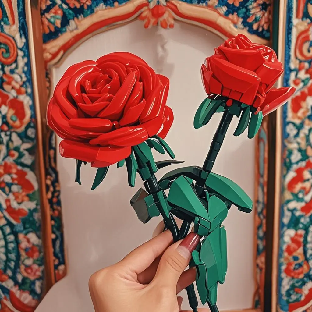 Valentine's Day Exclusive Surprise! Rose building blocks, small particles pieced together to create a dreamy eternal flower, creative DIY interpretation of ultimate romance