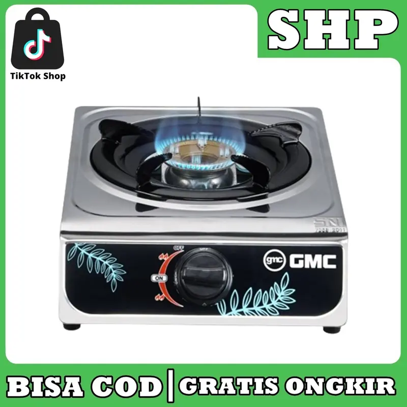 NEW Kompor GMC 1 Tungku Body Stainless API BIRU - BONU SELANG REGULATOR 1