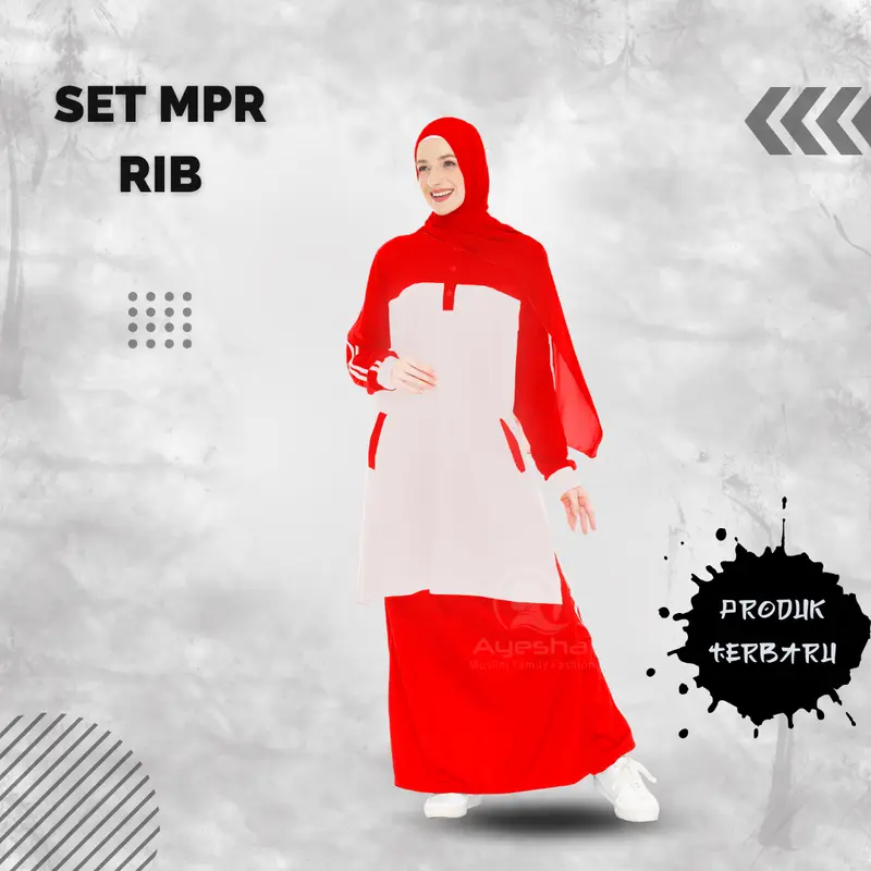 Setelan Baju Olahraga Ayesha Merah Putih Pria Wanita 5