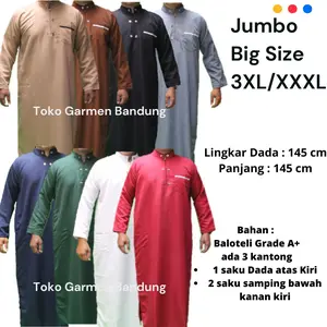Big Size Jubah Gamis Pria 3XL/XXXL Untuk BB diatas 100 kg Muslim Dewasa Remaja Simple