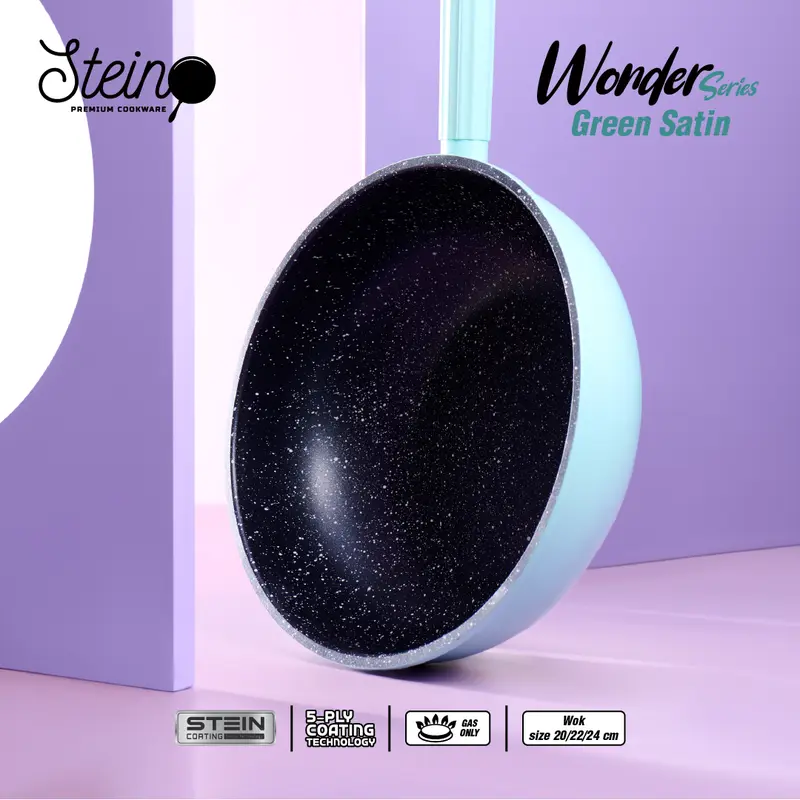 [STEIN X KOKO PANCI] STEIN Wonder Series Wok Pan Green Satin - Wajan Penggorengan 24cm (Stein 5 Layers Coating) 0
