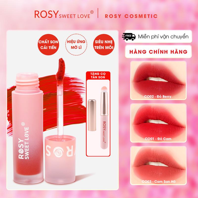 SON KEM LÌ Rosy Sweet Love Choco Soft Lip Tint 4,8g mềm mịn môi bền màu lâu trôi trang điểm môi cosmetic Nữ mỹ phẩm Women Son môi Lip Tint