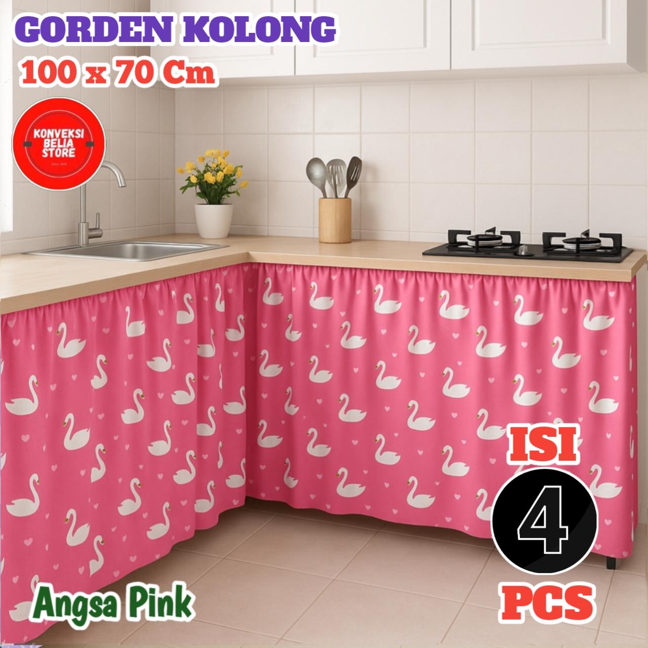 PROMO 1 Paket isi 4 Pcs 100 x 70cm free tali CURTAIN gorden kolong dapur