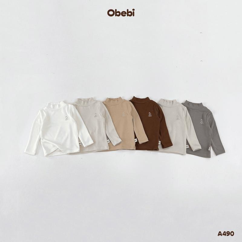 A490 Áo Giữ Nhiệt Cổ Cao Heatsoft Obebi In Thỏ Dễ Dương Thu Đông Cho Bé