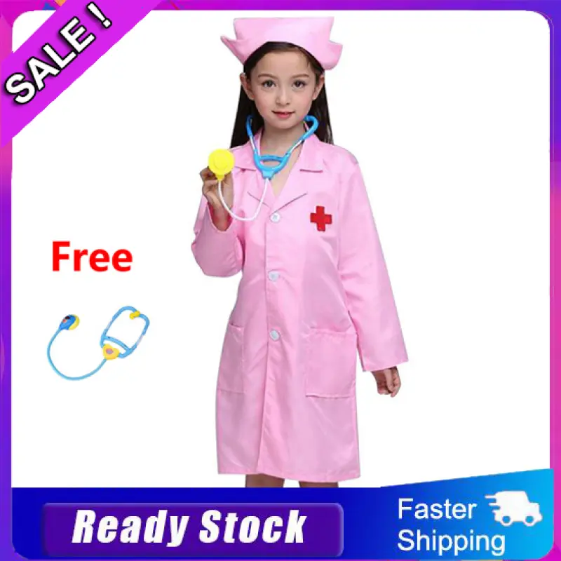 Children Lab Coat Kids Doctor Role Play Halloween Costumes Dress Up Set