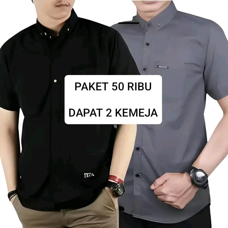 Paket 2 Kemeja Cuma 50 Ribu Warna Bebas Pilih Casual Hitam  Maroon Formal