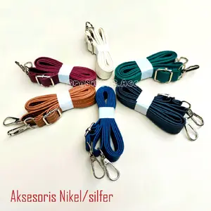 LongStrap Bag Tali Tas Sintetis Single Layer Aksesori Nikel/Silfer Jahit Rapi - Lebar 1,5 cm/2 cm - Panjang Minimal 70 cm - Panjang Total 130 cm