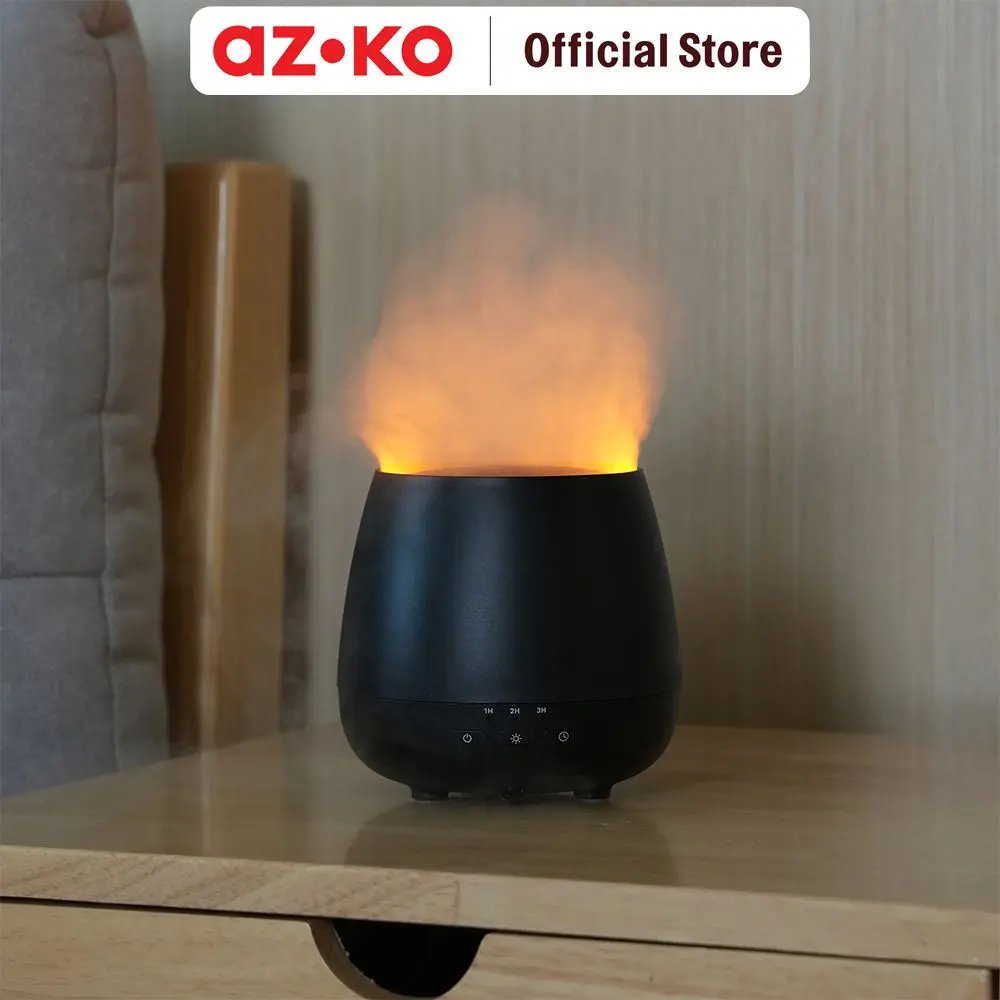 AZKO Breathe Diffuser Ultrasonic Dancing Flame Effect - Hitam Dispenser Pengharum Ruangan Alat Penyebar Aroma Penyegar Interior Rumah