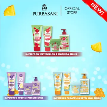 [SERIES ISI 4] Purbasari Superfood Series Set - Body Serum + Shower Scrub + Body Scrub + Exfoliating Gel