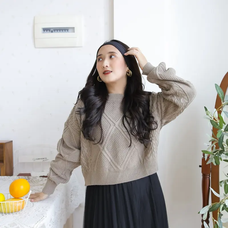 Midun.project - Yuriko Crop Cable Atasan Rajut Wanita Korean Style 4