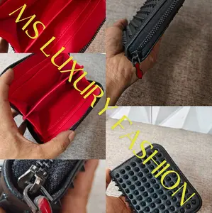 MS Luxury Fashion Dompet Wanita Elegan dengan Desain Hitam dan Merah