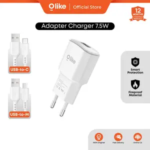 Olike Adaptor Charger 1.5A untuk TWS Speaker CCTV Smartwatch | Aman & Tahan Panas | Include Kabel Type C atau Micro | Garansi 1 Tahun