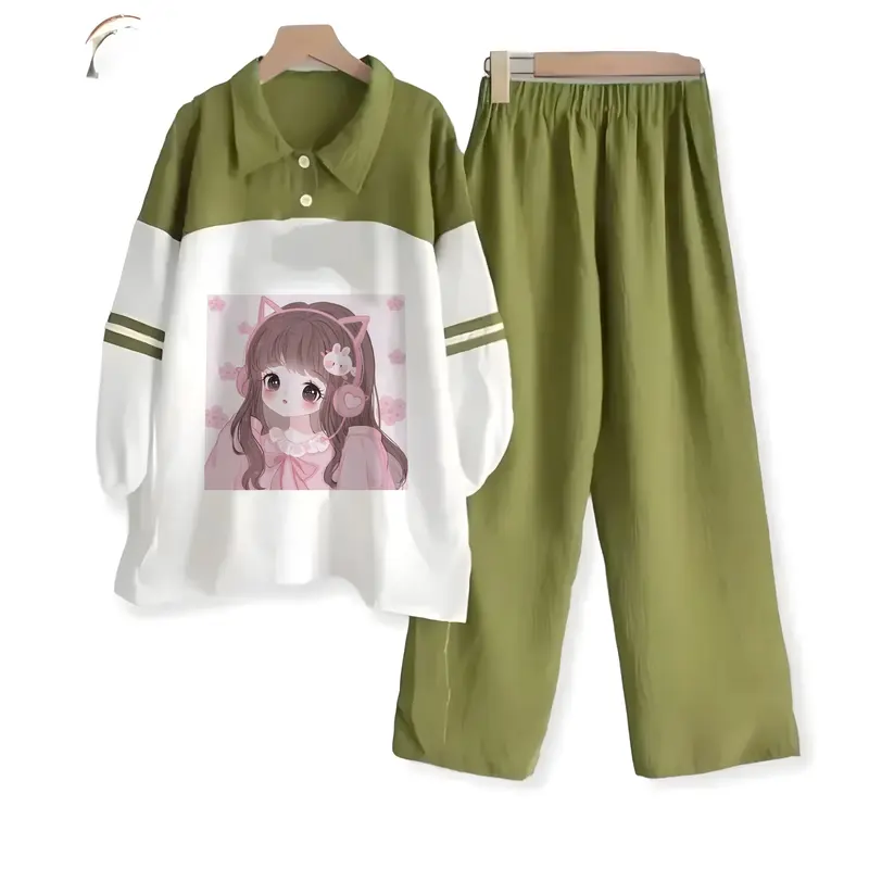 Setelan Anak Perempuan set Morlin anak 3-12 tahun crinkle airflow Baju Celana Fashion 5