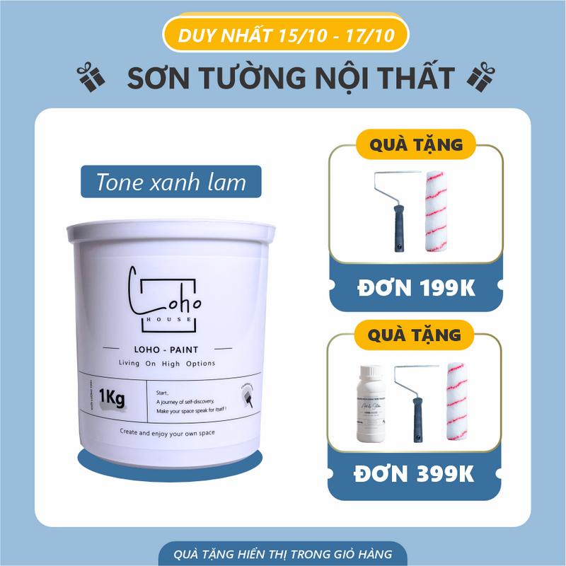 Sơn tường tone màu xanh lam | Lon sơn 1kg - Sơn nước nội thất cao cấp Loho-paint với các tone màu xanh lam