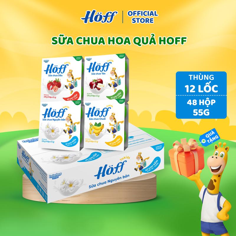 Sữa Chua trái cây Hoff 4 vị 1 Thùng (48 hộp x 55g)
