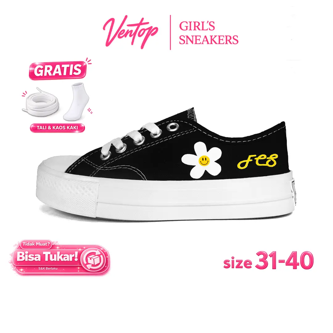 VENTOP Sepatu Sneakers Anak Perempuan FCS Hitam