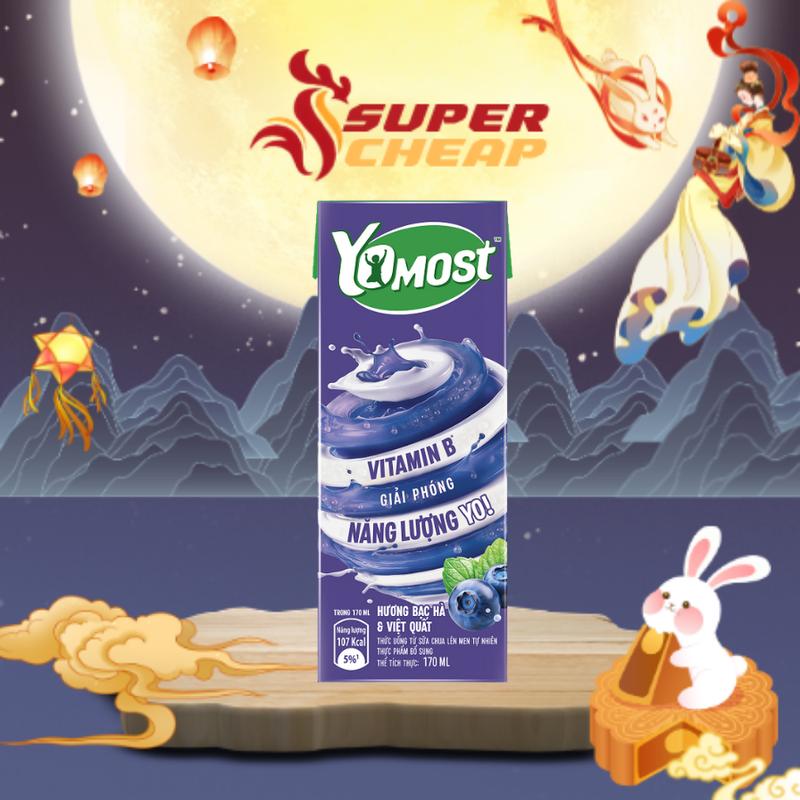 Thùng 48 Hộp Sữa Chua Lên Men Tự Nhiên Yomost Bạc Hà - Việt Quất Supercheap…