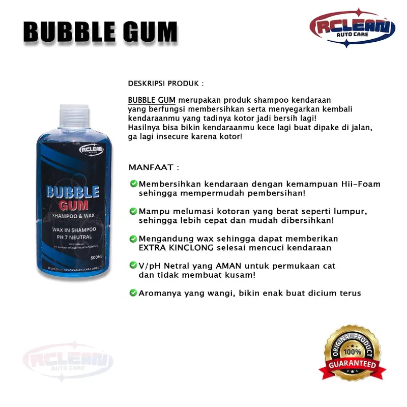 Paket Sabun Cuci Kendaraan Bubble Gum RCLEAN Auto Care Microfiber - Pengkilap 3
