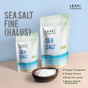 Leaf Organic Sea Salt Fine / Halus , Garam Laut Mineral Premium Kering Murni Natural Organik