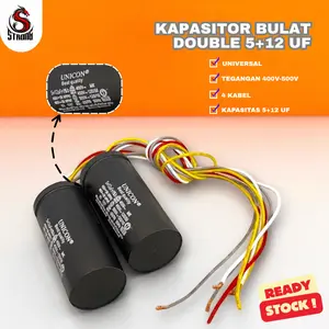 STRONG Kapasitor Bulat  Double Mesin Cuci 2 Tabung 5+12 uF/Capasitor Mesin Cuci Universal 5/12 Mikro