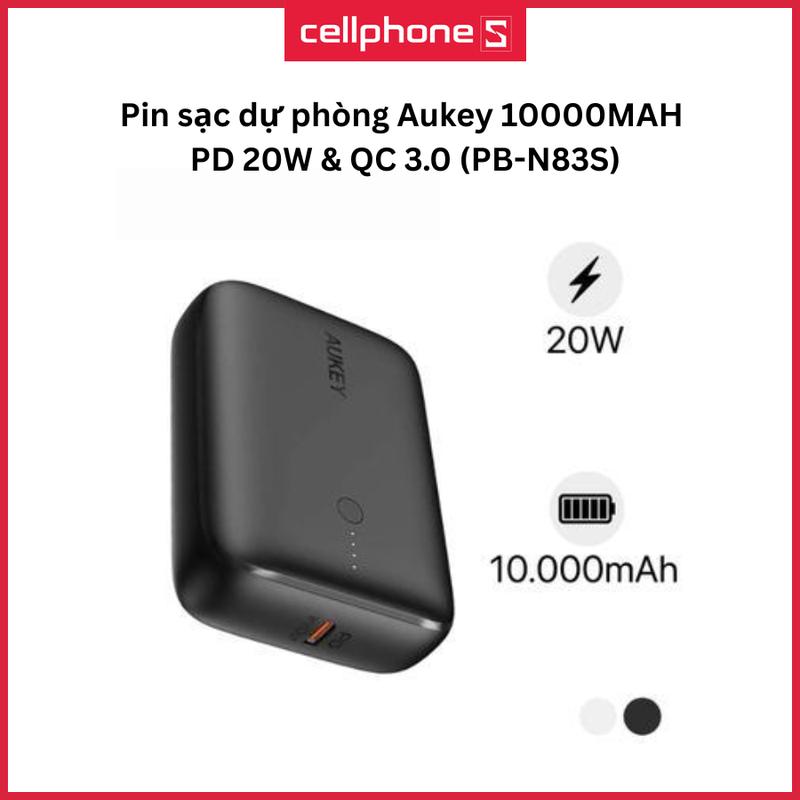 Pin sạc dự phòng Aukey 10000MAH PD 20W & QC 3.0 PB-N83S
