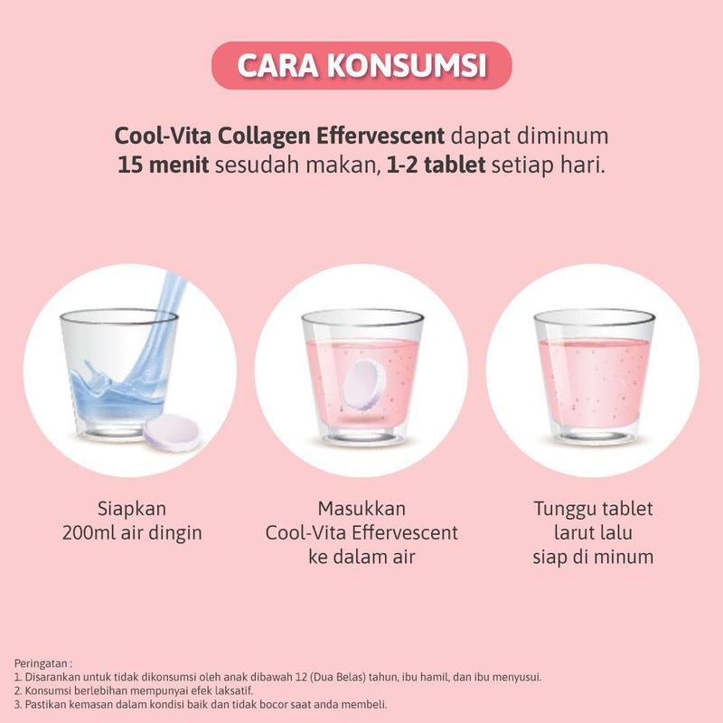 [4T+1]  40 Tablet (4 Tube) Coolvita Collagen Effervescent (1 Tube @10 Tablet) + 1 Pouch Minuman Rasa Buah dan Sayuran 2