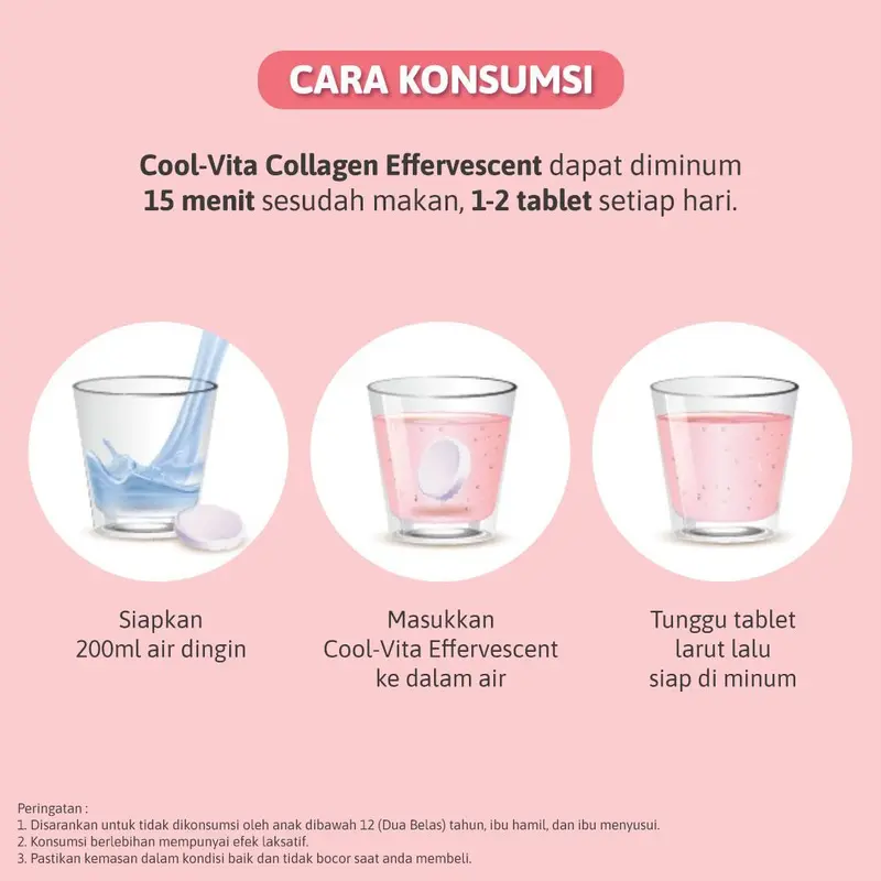 [4T+1]  40 Tablet (4 Tube) Coolvita Collagen Effervescent (1 Tube @10 Tablet) + 1 Pouch Minuman Rasa Buah dan Sayuran 2