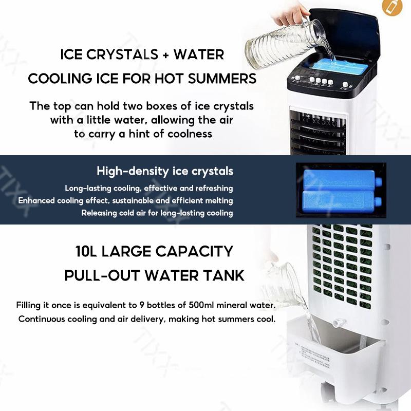 Product Introduction of Tixx Air Cooler Fan Air Conditioner 10L Capacity Water Tank Silent and Low-noise Adjustable Air Cooler Fan Cooling Mobile Energy-saving 13