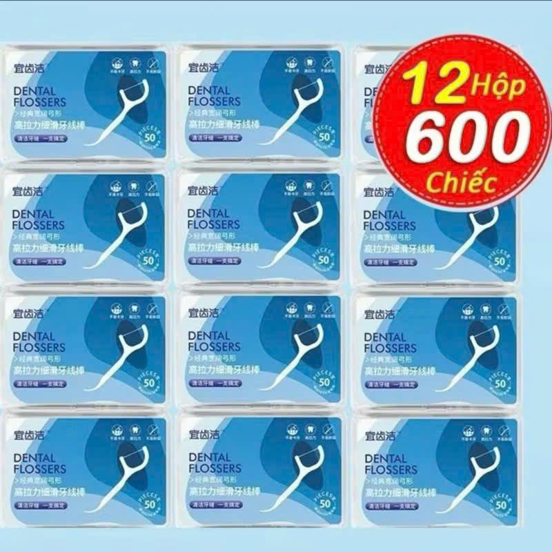 Combo 12 Hộp 600 Chiếc Tăm Chỉ Nha Khoa Xỉa Răng, Vệ Sinh Sạch Sẽ Kẽ Răng Chân Nướu Chăm Sóc Răng Miệng 8