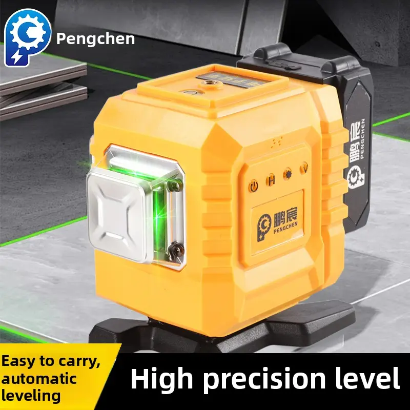 DZ12 Professional High-precision Level with Reversible Design,12-line Green Laser Level, Voice-enabled Floor Leveling System