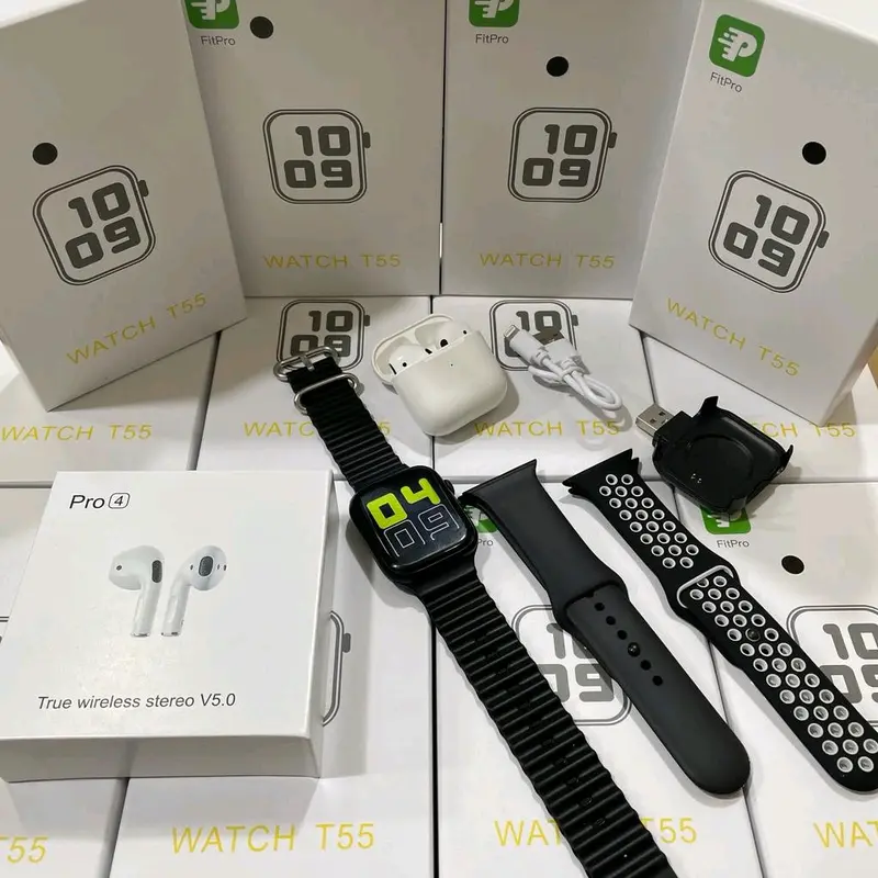 Smart Watch T55 Paket 3Strap&Tws Pro4 2