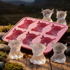 Molde de cubitos de hielo Mini Highland Cow, bandeja de silicona 3D linda para whisky, cócteles y café, molde de hielo reutilizable con forma de toro para bebidas, fiestas, bares y regalos de cumpleaños #TOP PICKS