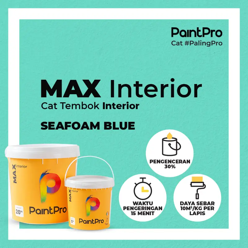 PaintPro MAX Interior Seafoam Blue Cat Tembok 5 Kg