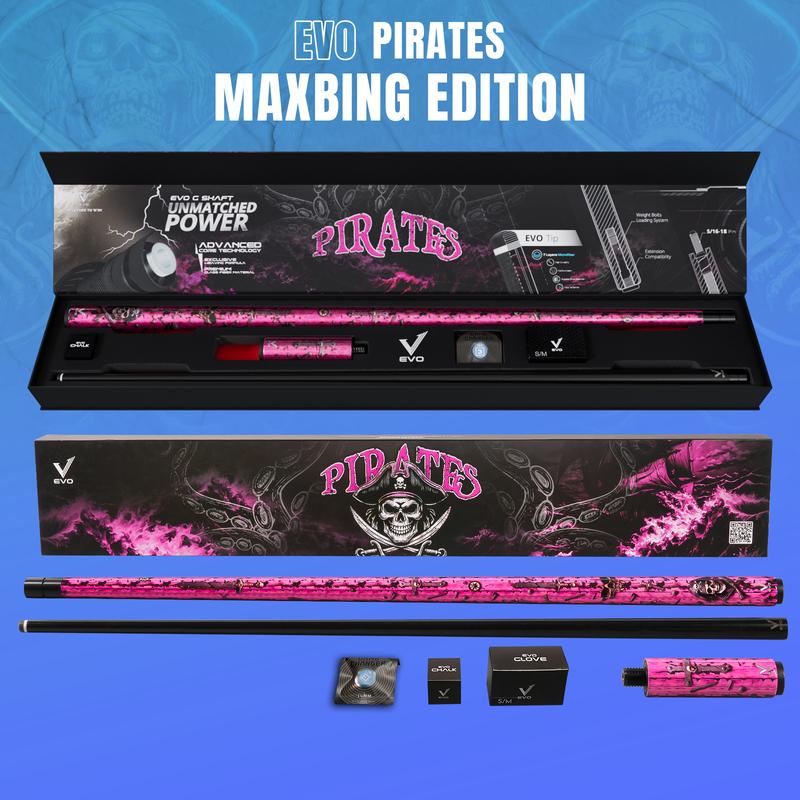  COMBO MAXBING Gậy Bida EVO PIRATES - ROSE RAID - Ngọn Glass Fiber Cao Cấp - Chính Hãng 