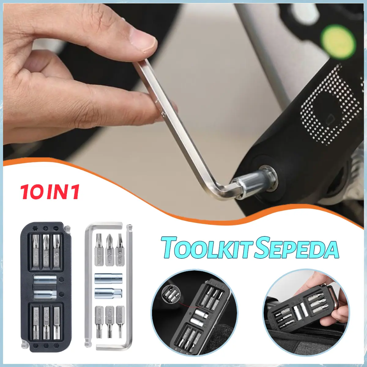 10 In 1 Toolkit Sepeda Multitool Portable Kunci Obeng Sepeda Untuk Perbaikan Dan Perawatan Rutin