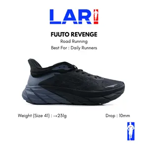 910 Nineten Fuuto Revenge Tripple-Black Sepatu Lari Daily Running , Training
