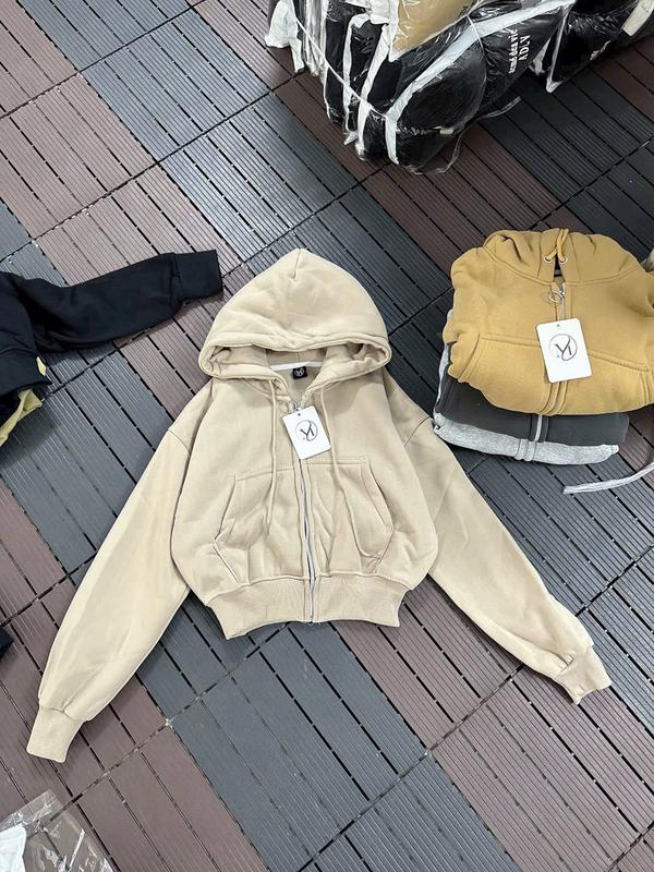 Áo Khoác Hoodie Dây Kéo Trơn Vải Nỉ PE Phối Nón lớn From Croptop Phong Cách Hàn Quốc Hot Trend áo khoác mũ áo khoác form croptop áo khoác nỉ croptop ao khoac áo khoác boxy zip áo khoác nữ lửng kiểu đẹp