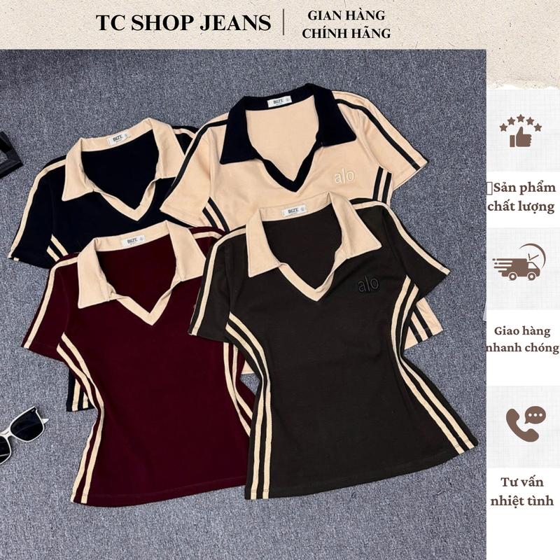 TCSHOPJEANS ÁO THUN BIGSIZE CỔ BẺ CHẠY SỌC 2 BÊN THÊU CHỮ NỔI CHẤT BORIP COTTON AT 9023