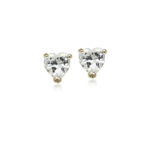 Heart 5mm Cubic Zirconia Solitaire Stud Earring