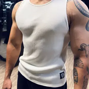 Kaos Singlet Ribbed Tank Top Black and White Pria