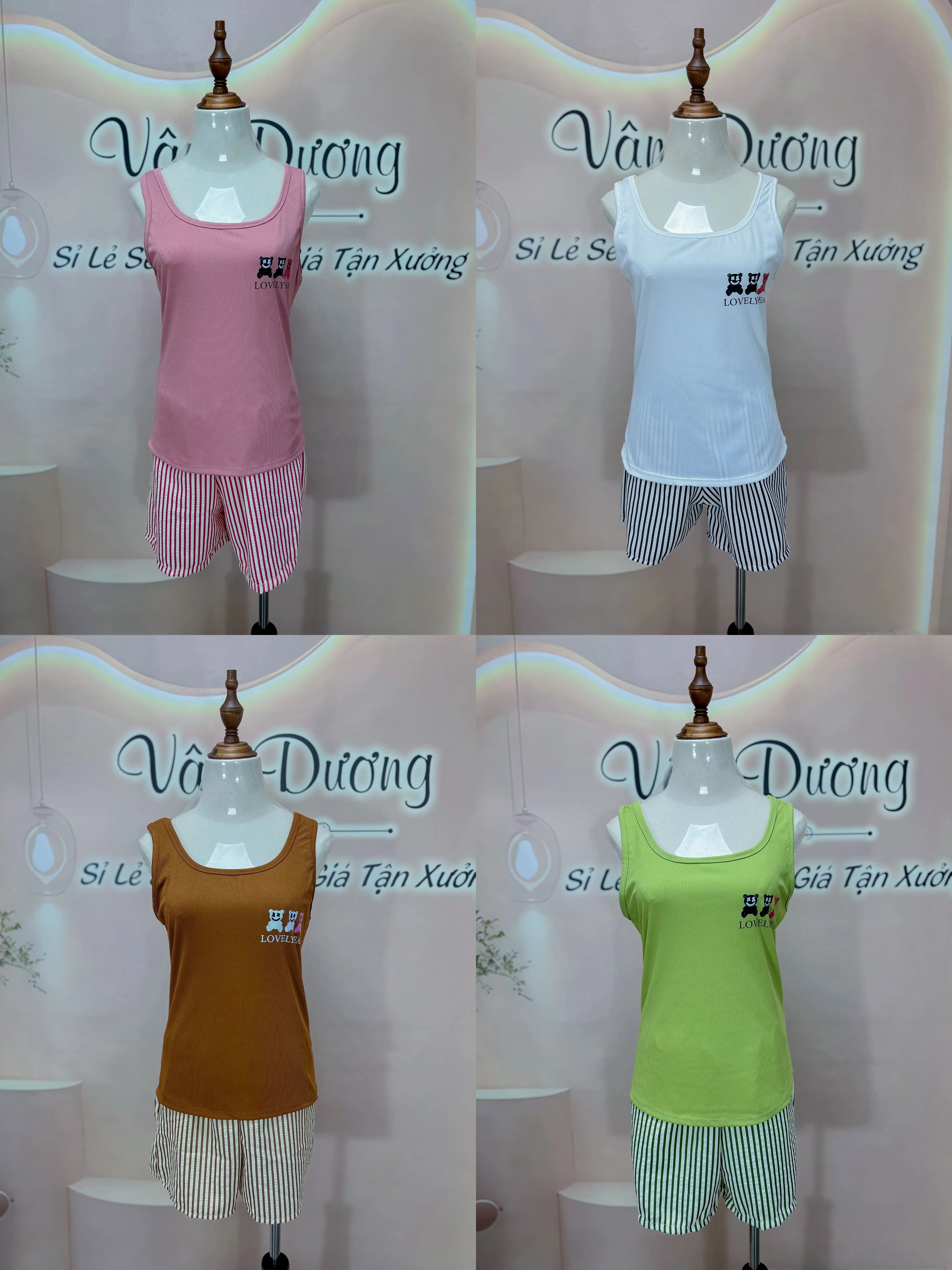 Set cộc hè Lo Lovely Bear nhung tăm mềm mịn cực xinh