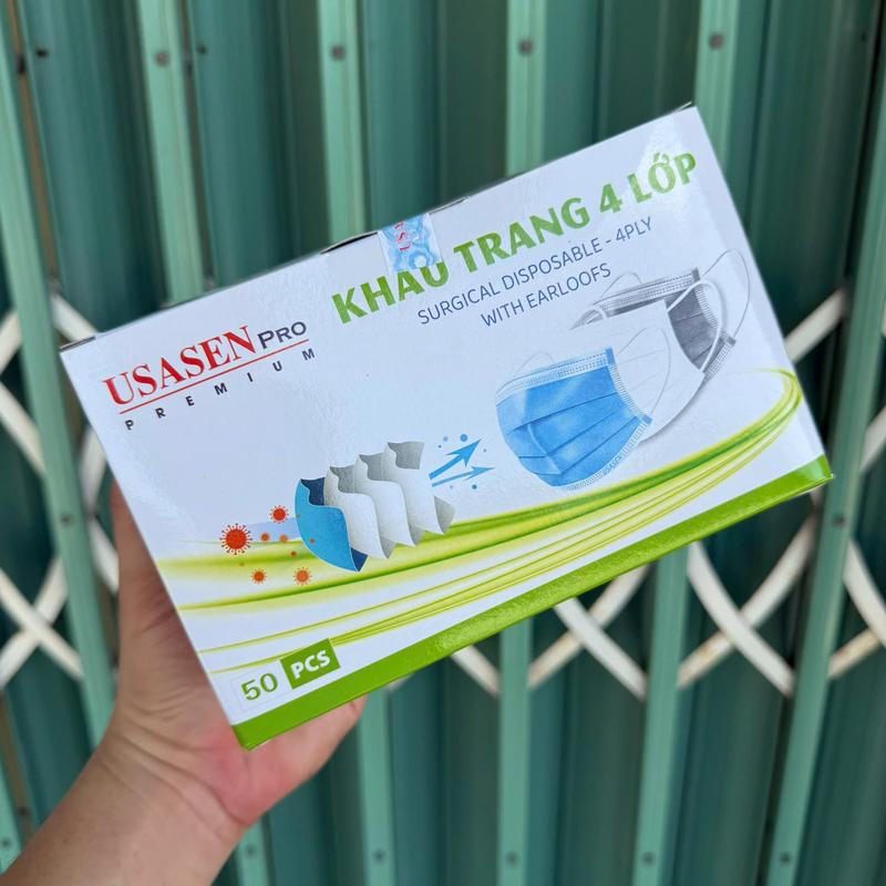 COMBO 50 cái khẩu trang y tế 4 lớp kháng khuẩn Usasen có các màu trắng xám xanh