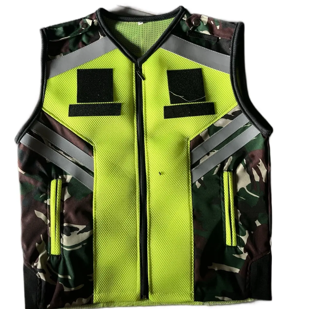 Rompi doublemesh babinsa loreng hijau stabilo set logo+nama Tebal Pria Parasut