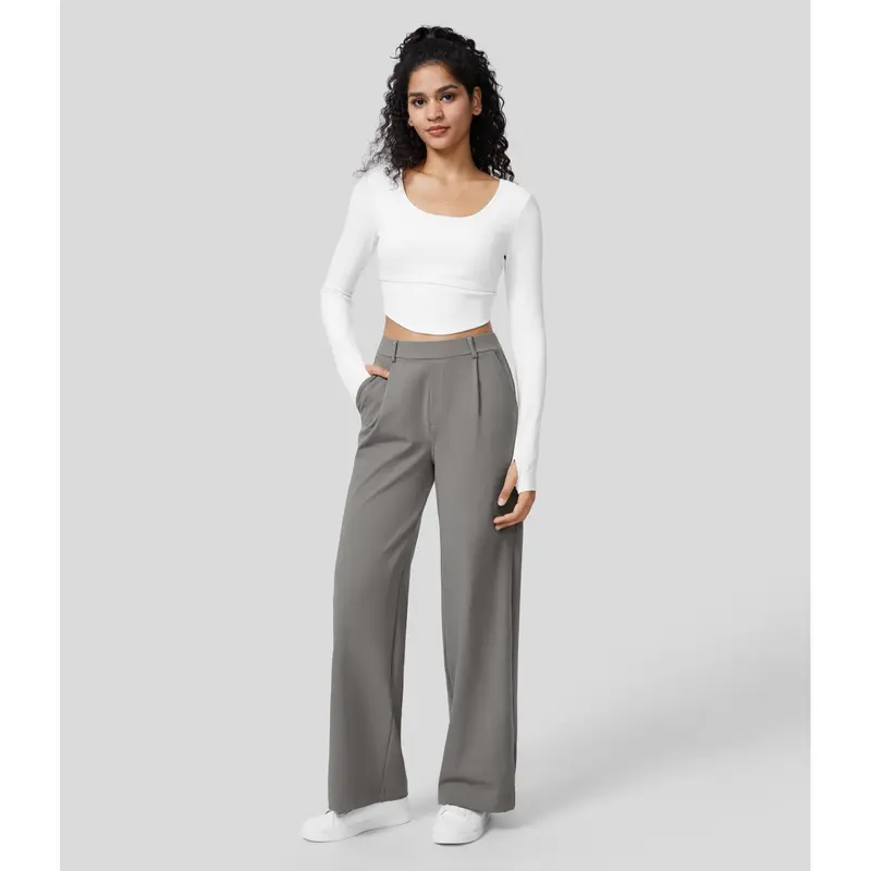 Product Introduction of Halara Flex High Waisted Plicated Side Pocket Straight Leg Work Pants #TikTokShopBacktoSchool 3