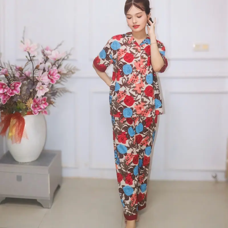 Nardita Sleepwear AULIA SET PIYAMA WANITA PAJAMAS SETELAN BAJU TIDUR RAYON PREMIUM natal one set piyama rayon 2