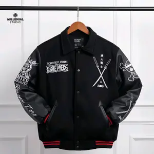 VARSITY JACKET ONE PIECE ZORO SAMURAI BLACKSEVEN | JAKET BASEBALL BORDIR ORIGINAL UNISEX | Jaket Zoro Anime One Piece Lembut Nyaman Leather Fleece Pria Wanita Distro Keren Bomber | Millenial Studio