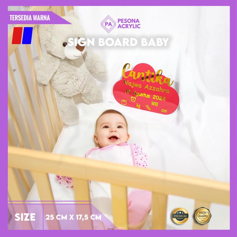 Hospital Board Acrylic / Sign Board Baby Gold 1