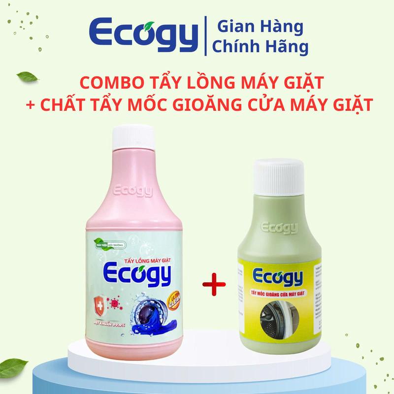 [ECOGY]; COMBO 1 chai Tẩy lồng máy giặt 300g + 1 chai Tẩy mốc gioăng cửa máy giặt 100g; Hỗ trợ làm sạch những cặn lắng canxi và chất bẩn cáu cặn, diệt khuẩn; Làm sạch nấm mốc trên giăng cao su máy giặt; Dạng bột, dùng cho cả máy Lồng đứng và cửa ngang.